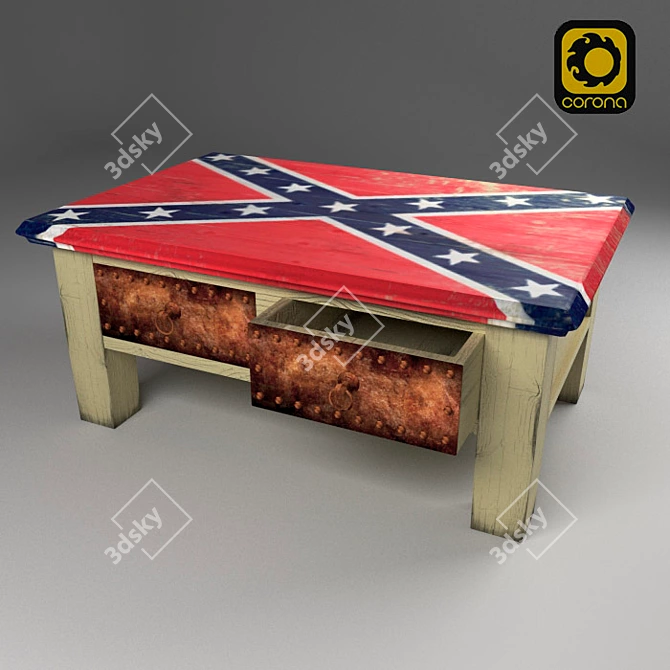 Rustic Pine Coffee Table with Dual-Opening Drawers 3D model image 3