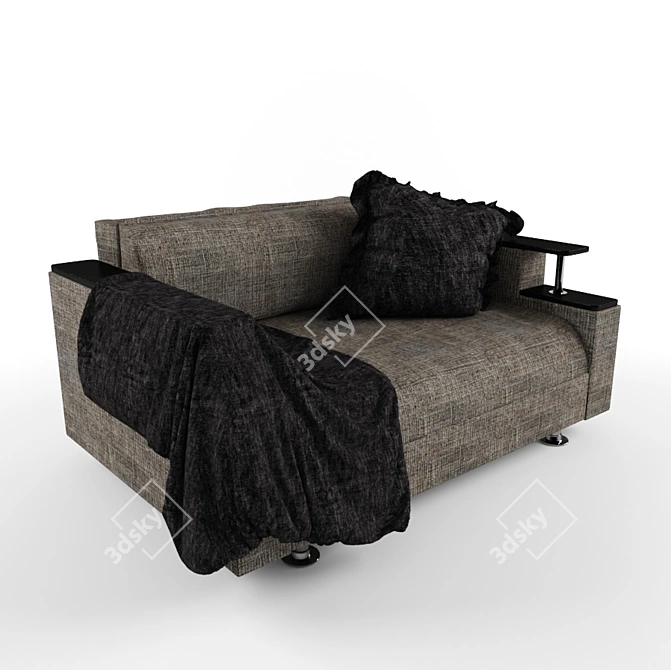 Cozy Sofa with Throw 3D model image 1