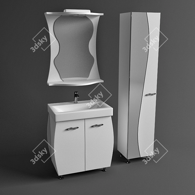 Aqua Rhodes Bathroom Vanity Set 3D model image 1