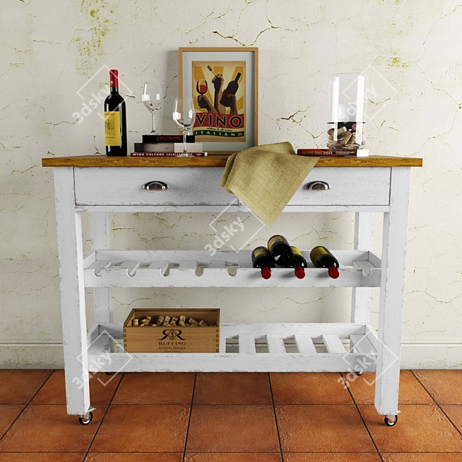 Elegant Wine Table 3D model image 1