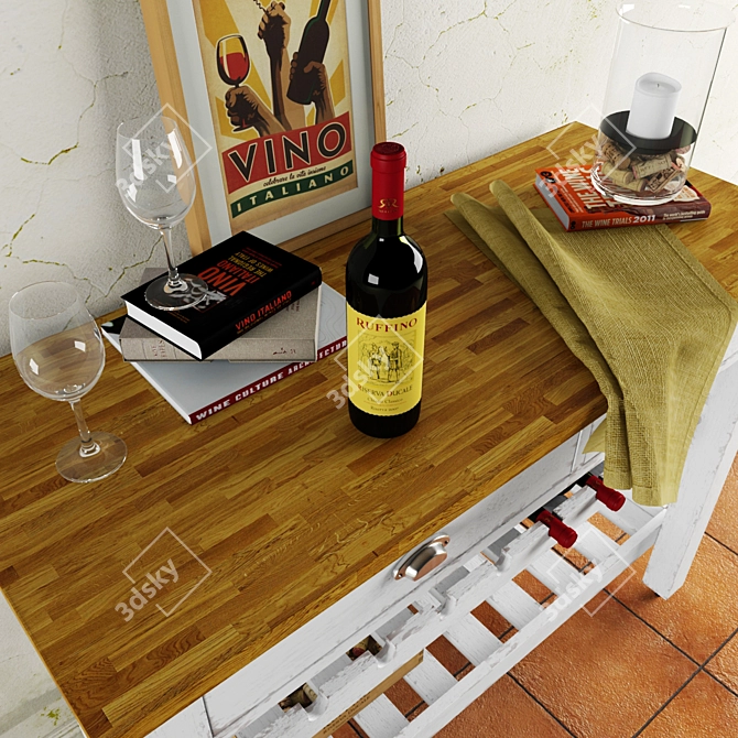 Elegant Wine Table 3D model image 2