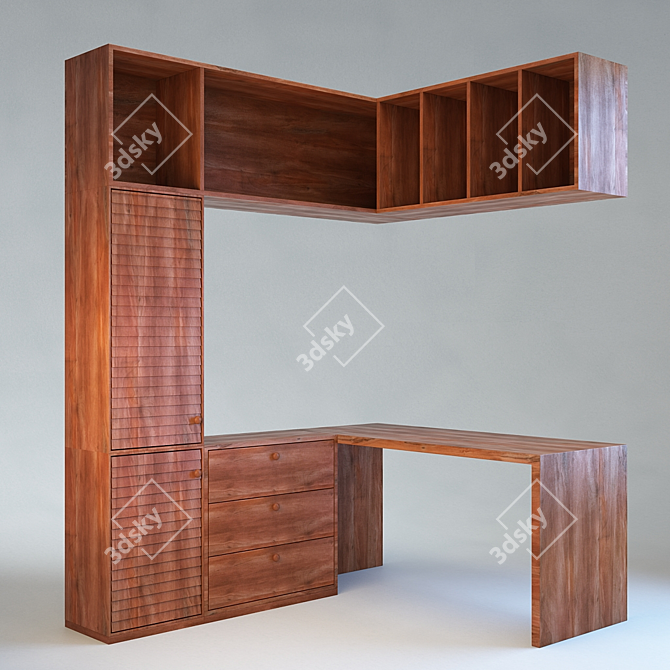 Corner Table & Wardrobe Set 3D model image 1