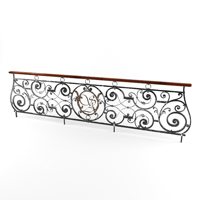 Elegant Wrought Iron Railing 3D model image 1