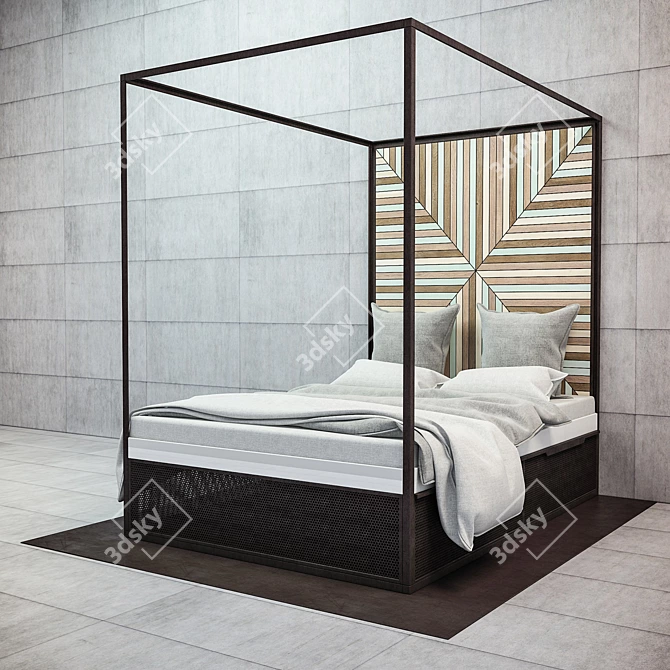 Modern Loft Design Bed 3D model image 2