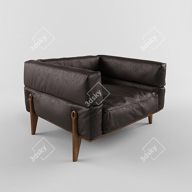 Elegant GIORGETTI Ago Leather Armchair 3D model image 1