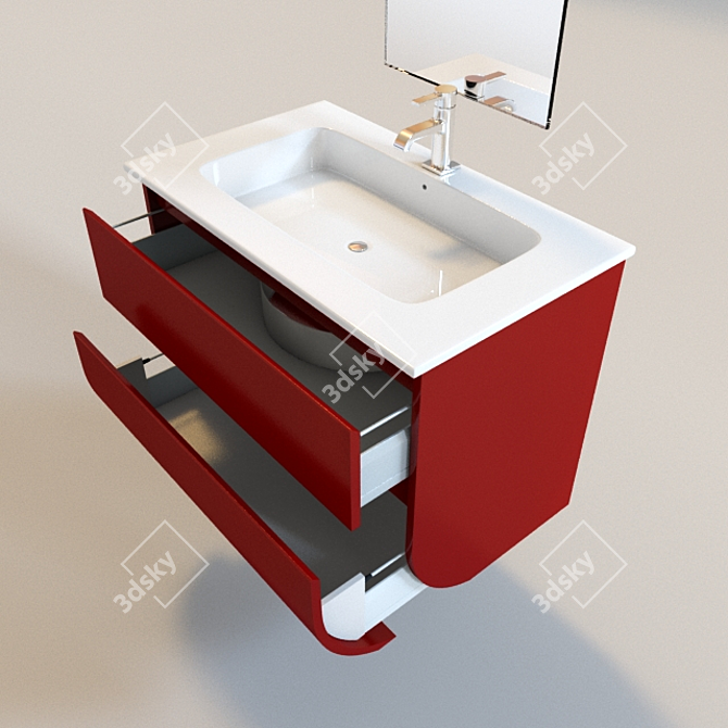 Sleek Ceramic Washbasin 3D model image 2