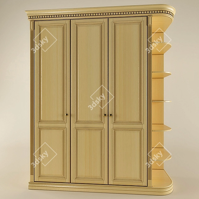 Elegant Open Shelf Wardrobe 3D model image 1