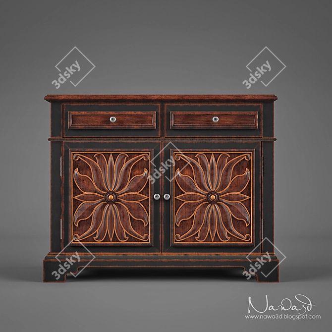 Luxury Hooker Grandover 2-Door Cabinet 3D model image 1