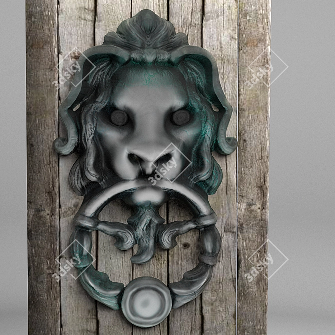 Regal Lion Door Knocker 3D model image 1