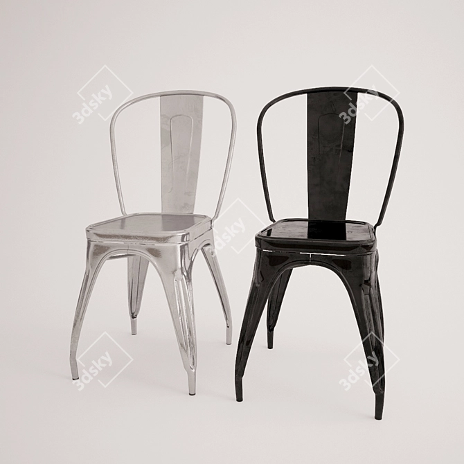 Sleek Metal and Plastic Stool 3D model image 1