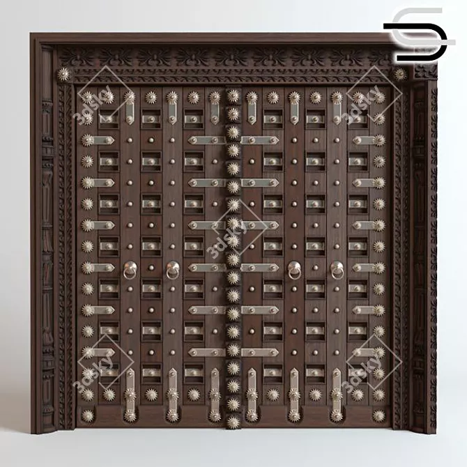 Exquisite Indian-inspired Door 3D model image 1