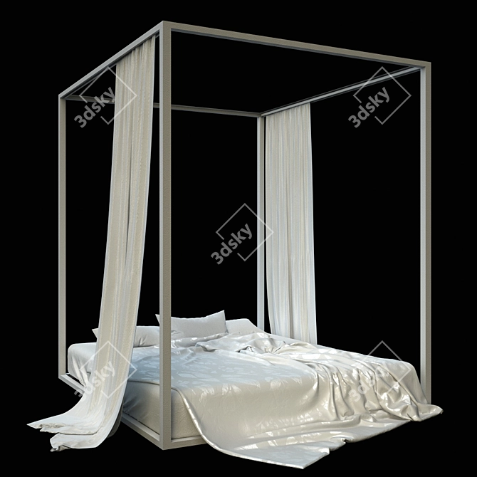 Scandinavian Modern Four Poster Bed 3D model image 1