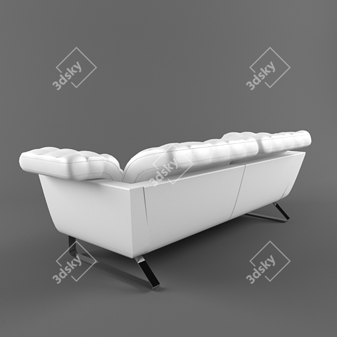 Elegant White Leather Sofa 3D model image 3