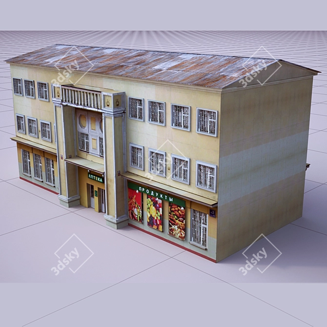 Soviet Era Factory Building 3D model image 1