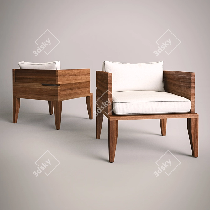 Yucatan Hacienda Wooden Chair 3D model image 1