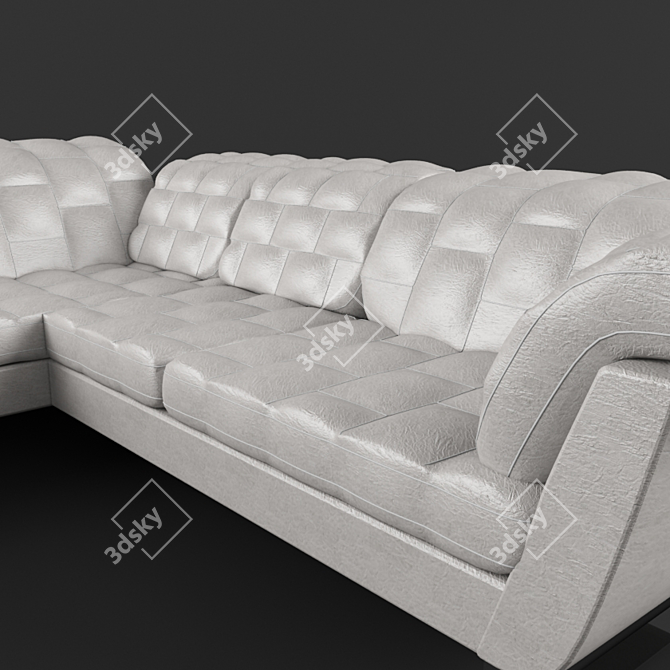 Luxurious White Leather Corner Sofa 3D model image 2