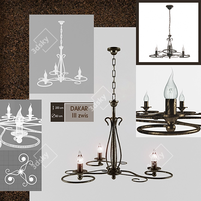 Dakar Classic Pendant Light 3D model image 1