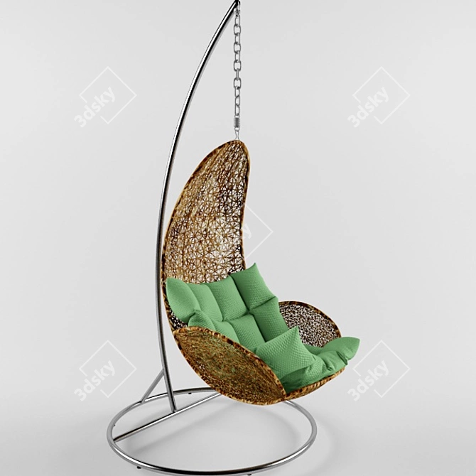 Compact Rattan Suspension Seat 3D model image 1