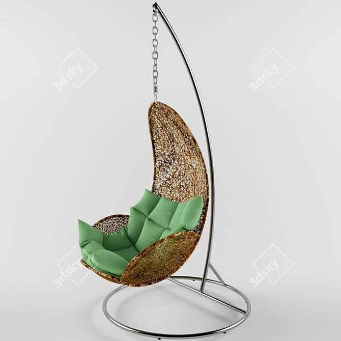 Compact Rattan Suspension Seat 3D model image 2