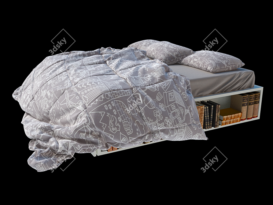 Winter Nights Cozy Double Bed 3D model image 1