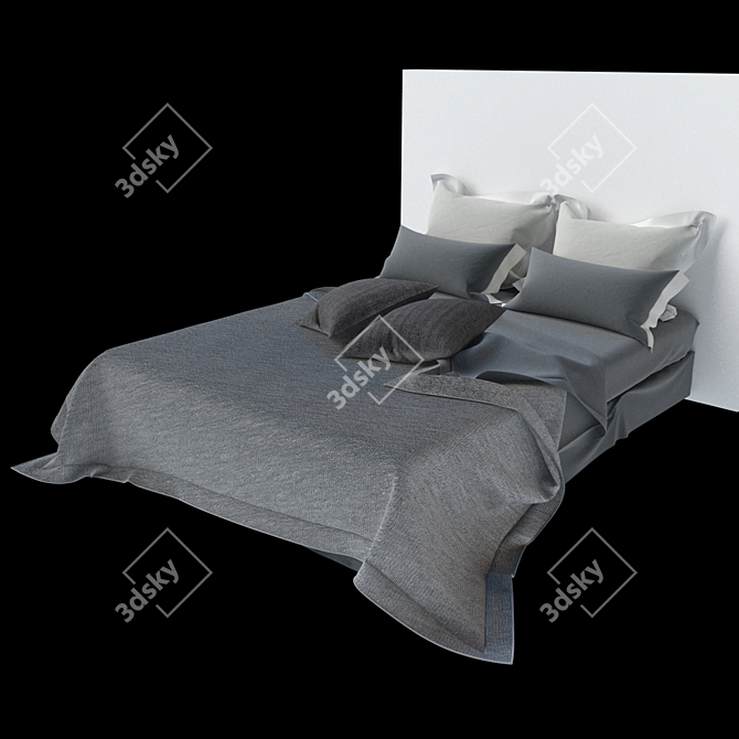 Nordic Elegance Double Bed 3D model image 1