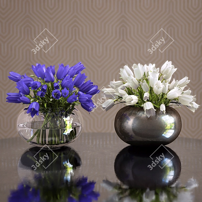 Blue and White Bell Bouquet 3D model image 1