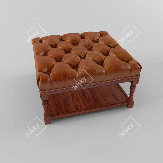 Vintage Leather Club Stool 3D model image 1