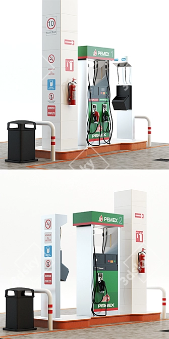 Modern Gas Station: 2 Unit Dispenser 3D model image 3