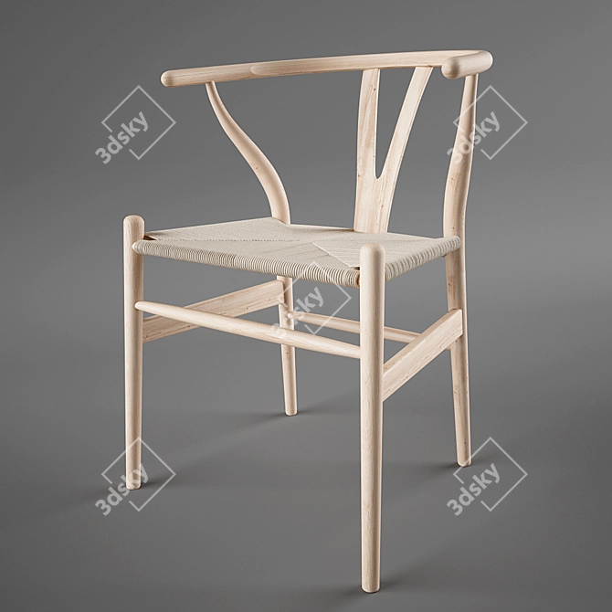 Modern Scandinavian Design Wishbone Chair 3D model image 1