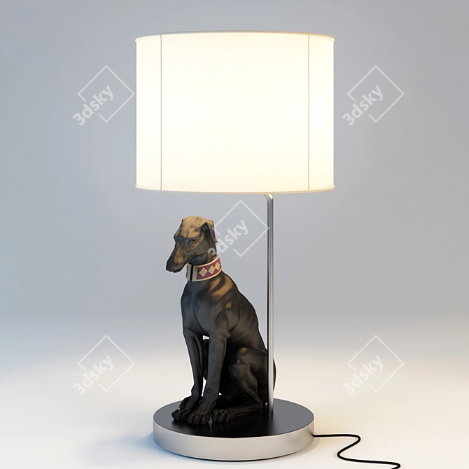 Elegant Lladro Pensive Greyhound Lamp 3D model image 2