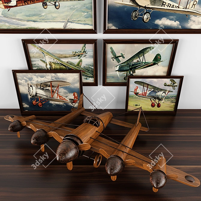 Airplane Figurine + Paintings 3D model image 2