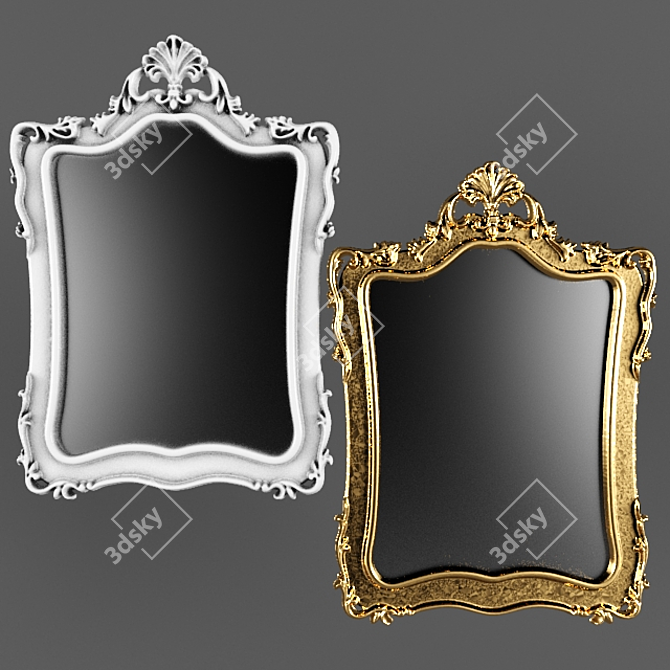 Baroque Gold Mirror: Luxury Wall Decor 3D model image 1