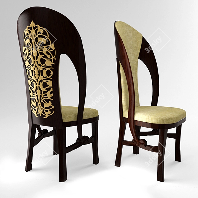 Elegant Art Nouveau Chair 3D model image 1