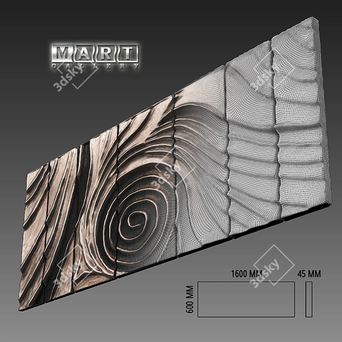 Metallic Wood Wall Panel, 1600/600/45mm 3D model image 1