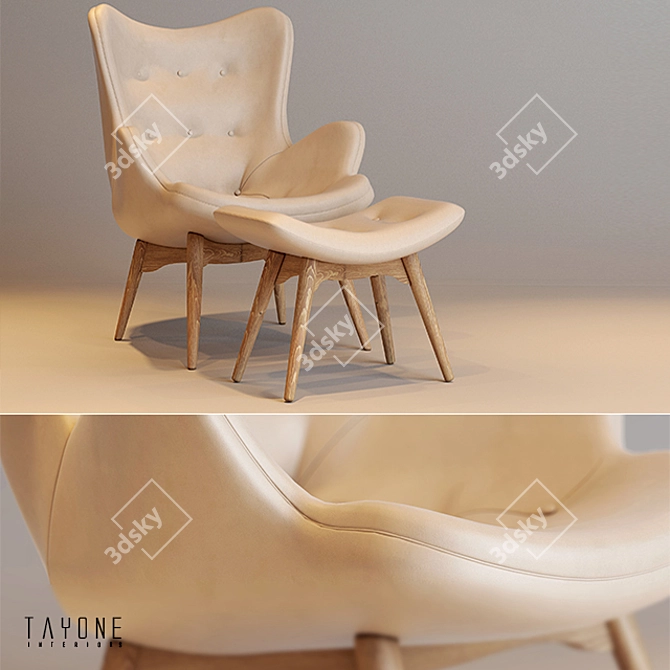 Lux Leather Grant Contour Chair 3D model image 1