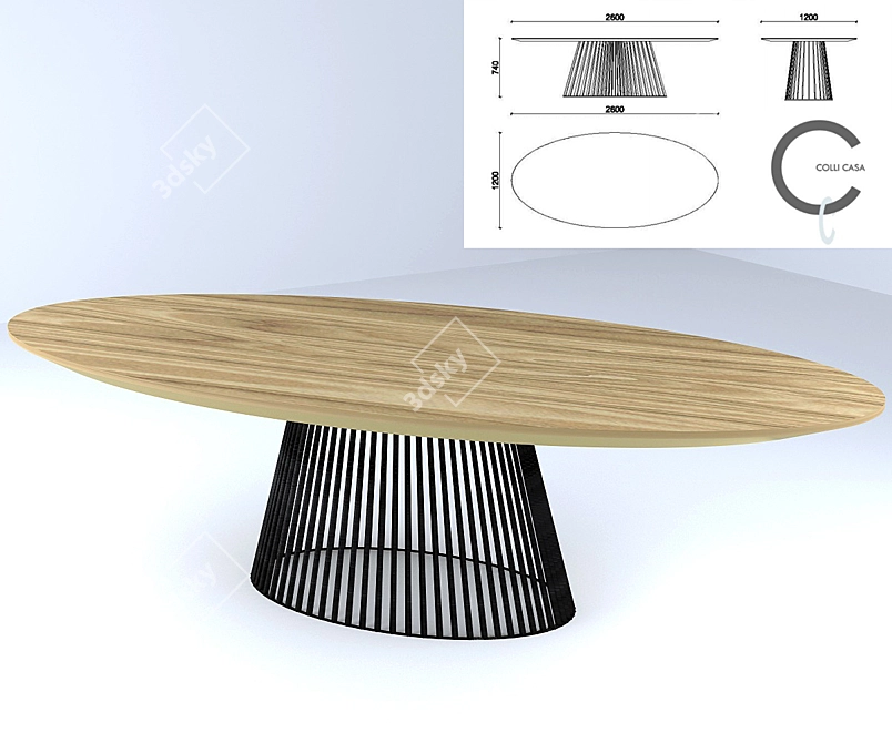 Colli Casa Dining Table - Italian Elegance 3D model image 1