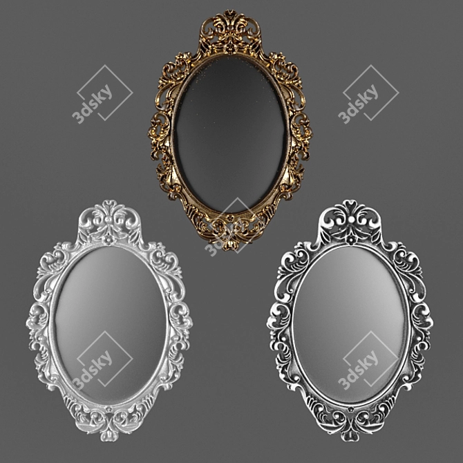 Baroque Gold Wall Mirror 3D model image 1