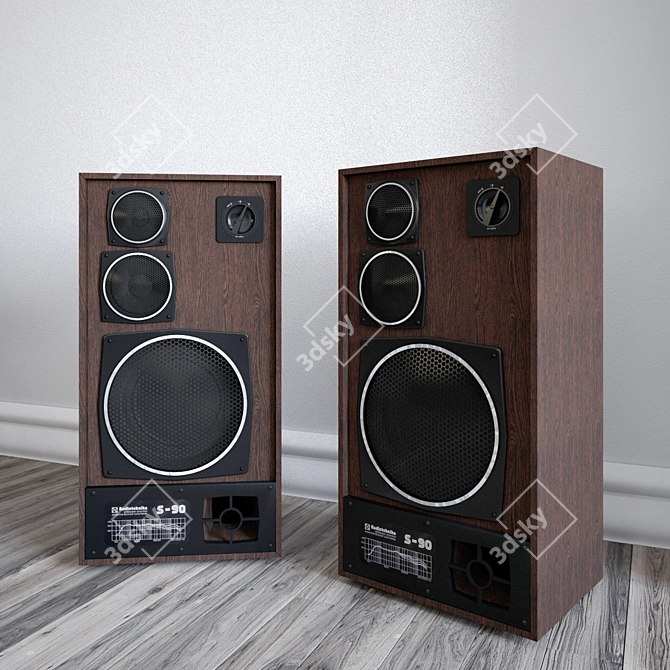 Vintage S-90 Speaker System 3D model image 1