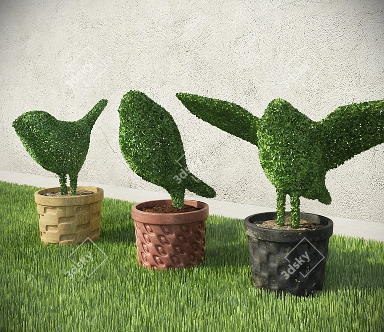 Birds in Shrubs 3D model image 2