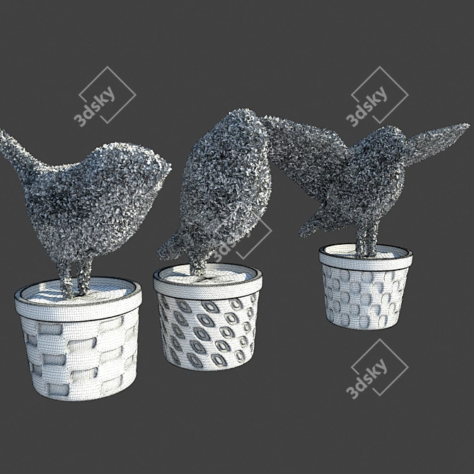 Birds in Shrubs 3D model image 3