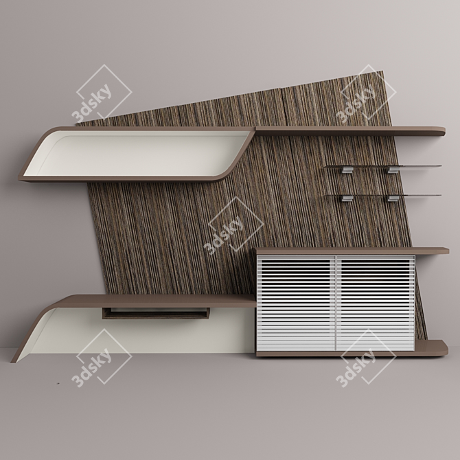 Modern Texture Wall Unit 3D model image 1