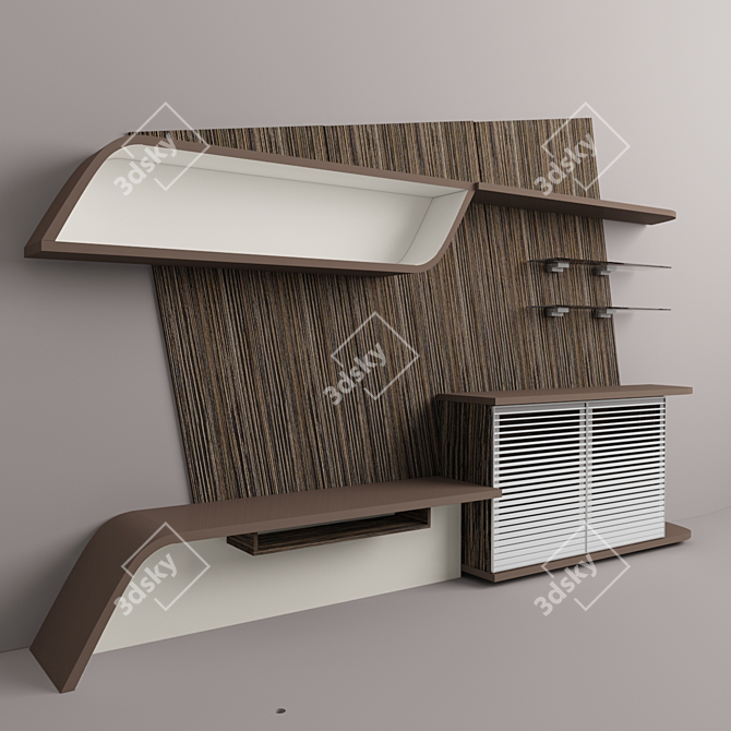 Modern Texture Wall Unit 3D model image 2