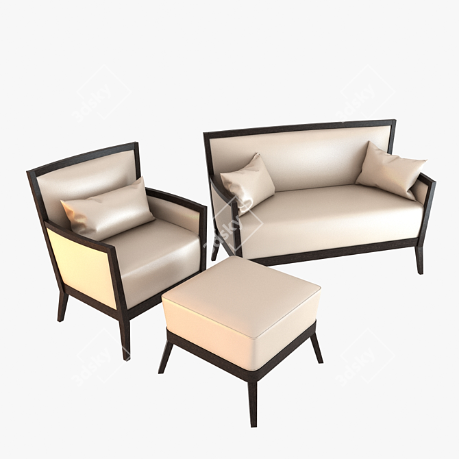 Luxurious 3-Piece Veneta Sedie Set 3D model image 1