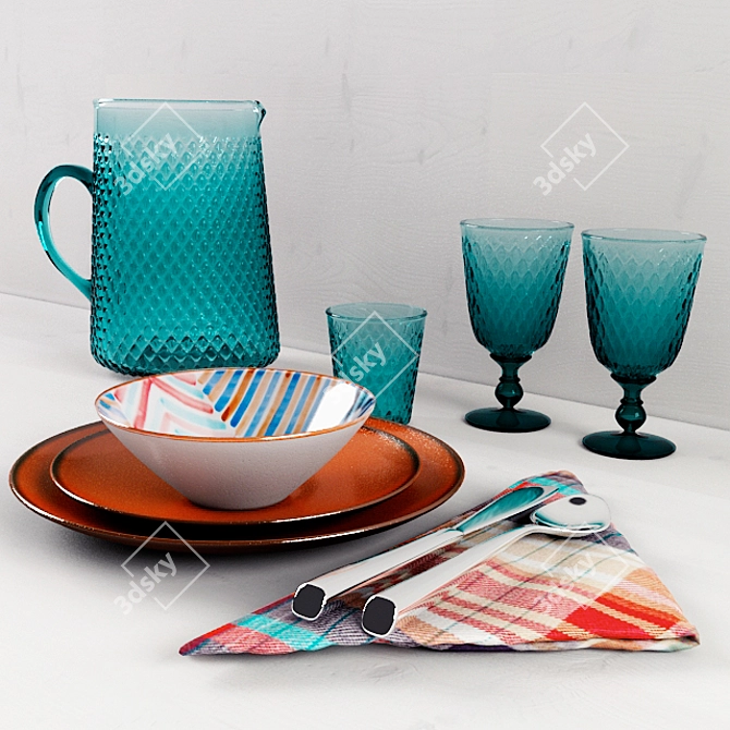 Elegant Zara Home Table Setting 3D model image 1