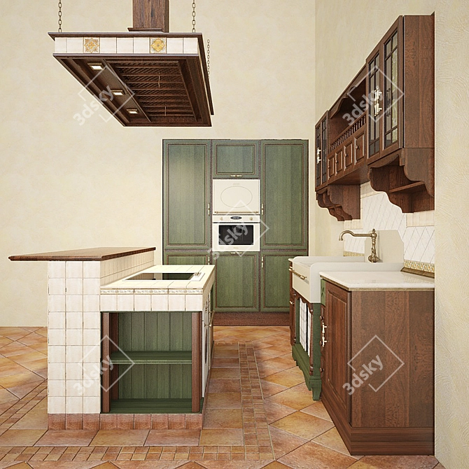 Classic Country Kitchen Design 3D model image 2