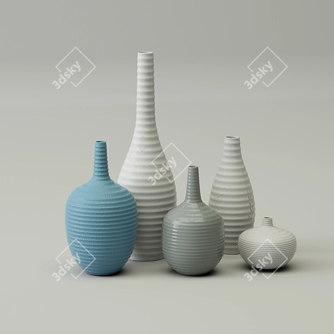 Artisan Ceramic Vases 3D model image 1