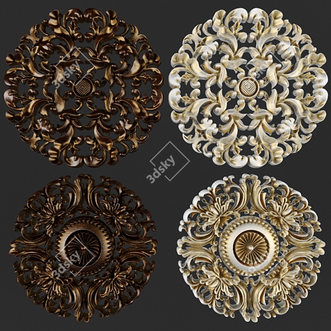 Elegant Ceiling Mouldings 3D model image 1