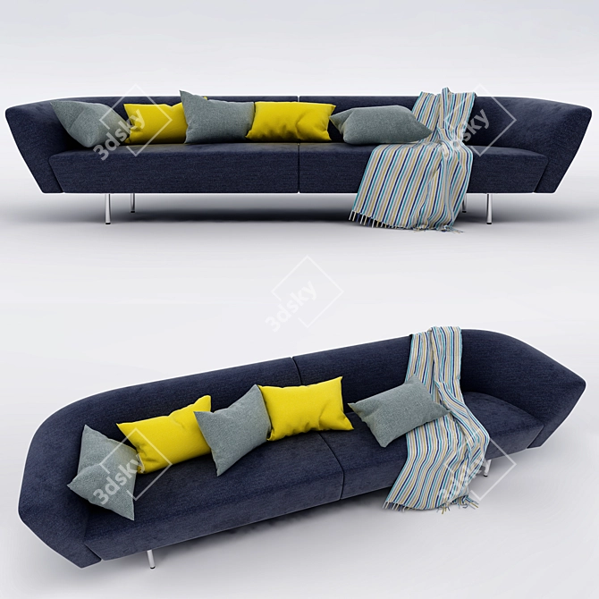 Elegant Velvet Sofa 3D model image 1