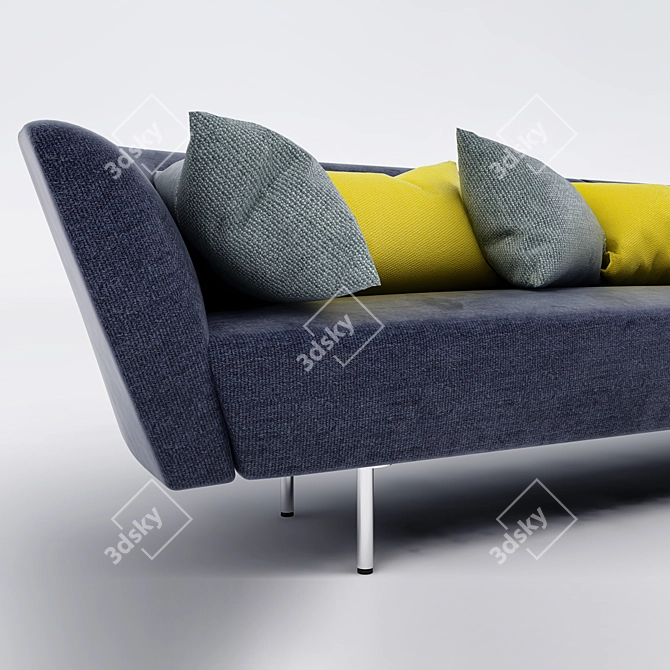 Elegant Velvet Sofa 3D model image 2