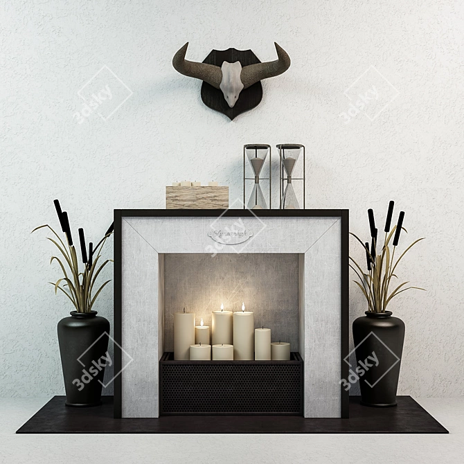Country Charm Fireplace Set 3D model image 1